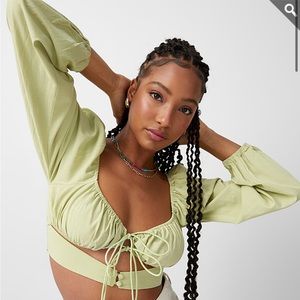 Simons Twik - Lace Bustier Blouse. Green Size S